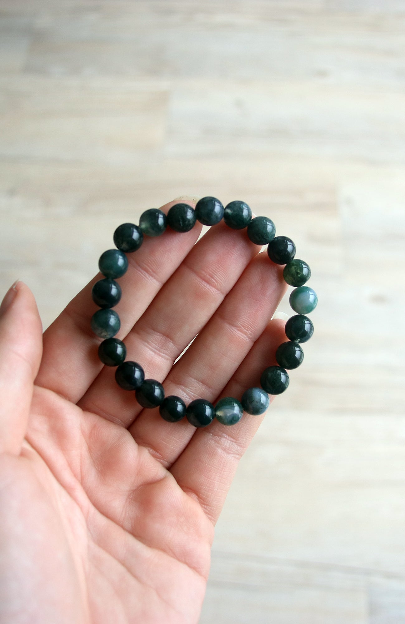 Moss Agate Bead 8mm Bracelet 304